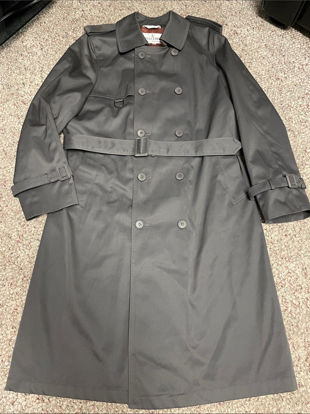 Vintage Nino cerruti Men's Double-Breasted Trench Coat - grey- like new